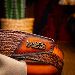 Marco Di Milano Texas Caiman Crocodile & Calfskin Belt Aged Maple