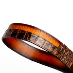 Marco Di Milano Texas Caiman Crocodile & Calfskin Belt Aged Maple