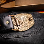 Marco Di Milano Texas Caiman Crocodile & Calfskin Belt Black