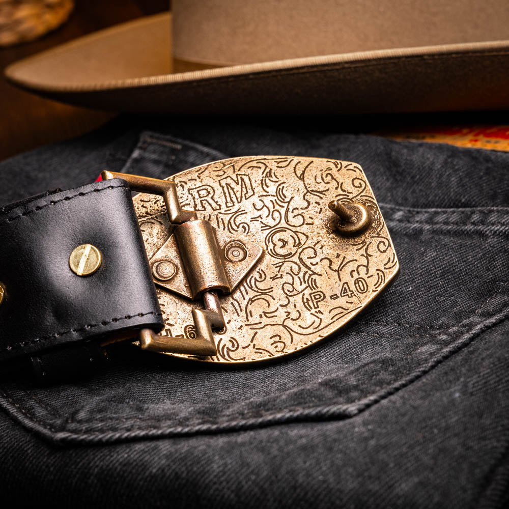 Marco Di Milano Texas Caiman Crocodile & Calfskin Belt Black