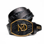 Marco Di Milano Texas Caiman Crocodile & Calfskin Belt Black