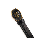 Marco Di Milano Texas Caiman Crocodile & Calfskin Belt Black