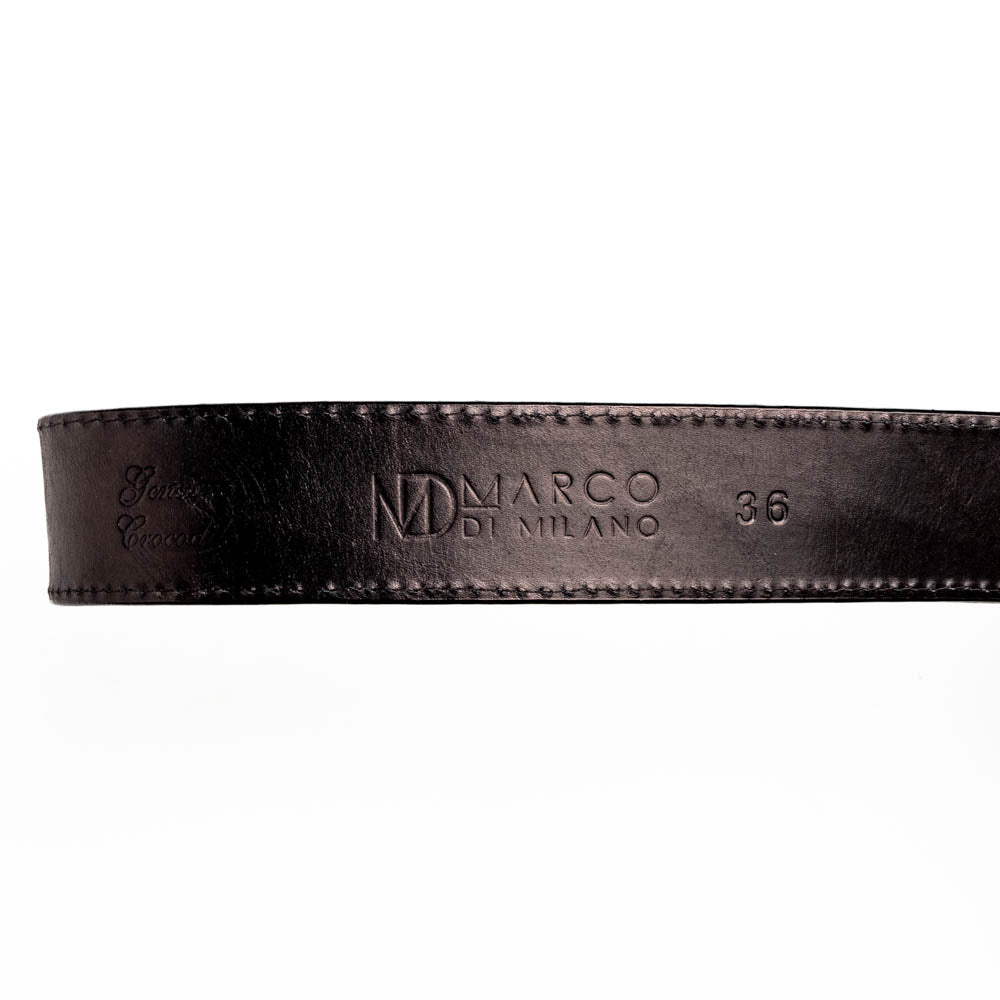 Marco Di Milano Texas Caiman Crocodile & Calfskin Belt Black