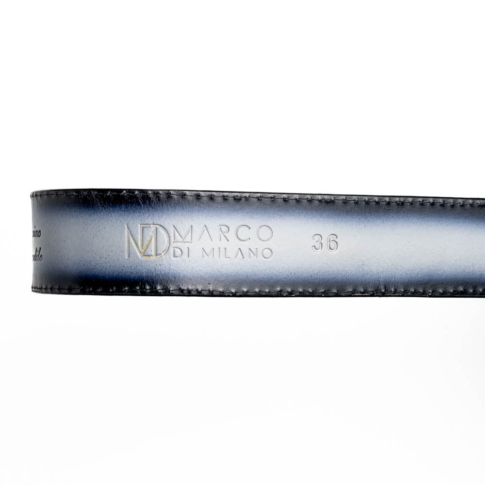 Marco Di Milano Texas Caiman Crocodile & Calfskin Belt Stone Gray