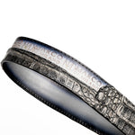 Marco Di Milano Texas Caiman Crocodile & Calfskin Belt Stone Gray