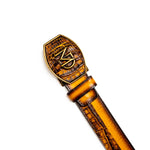 Marco Di Milano Texas Caiman Crocodile & Calfskin Belt Mustard / Brown
