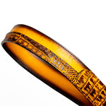 Marco Di Milano Texas Caiman Crocodile & Calfskin Belt Mustard / Brown