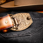 Marco Di Milano Texas Caiman Crocodile & Calfskin Belt Stone Brown