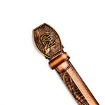 Marco Di Milano Texas Caiman Crocodile & Calfskin Belt Stone Brown
