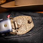 Marco Di Milano Texas Caiman Crocodile & Calfskin Belt Stone Gray