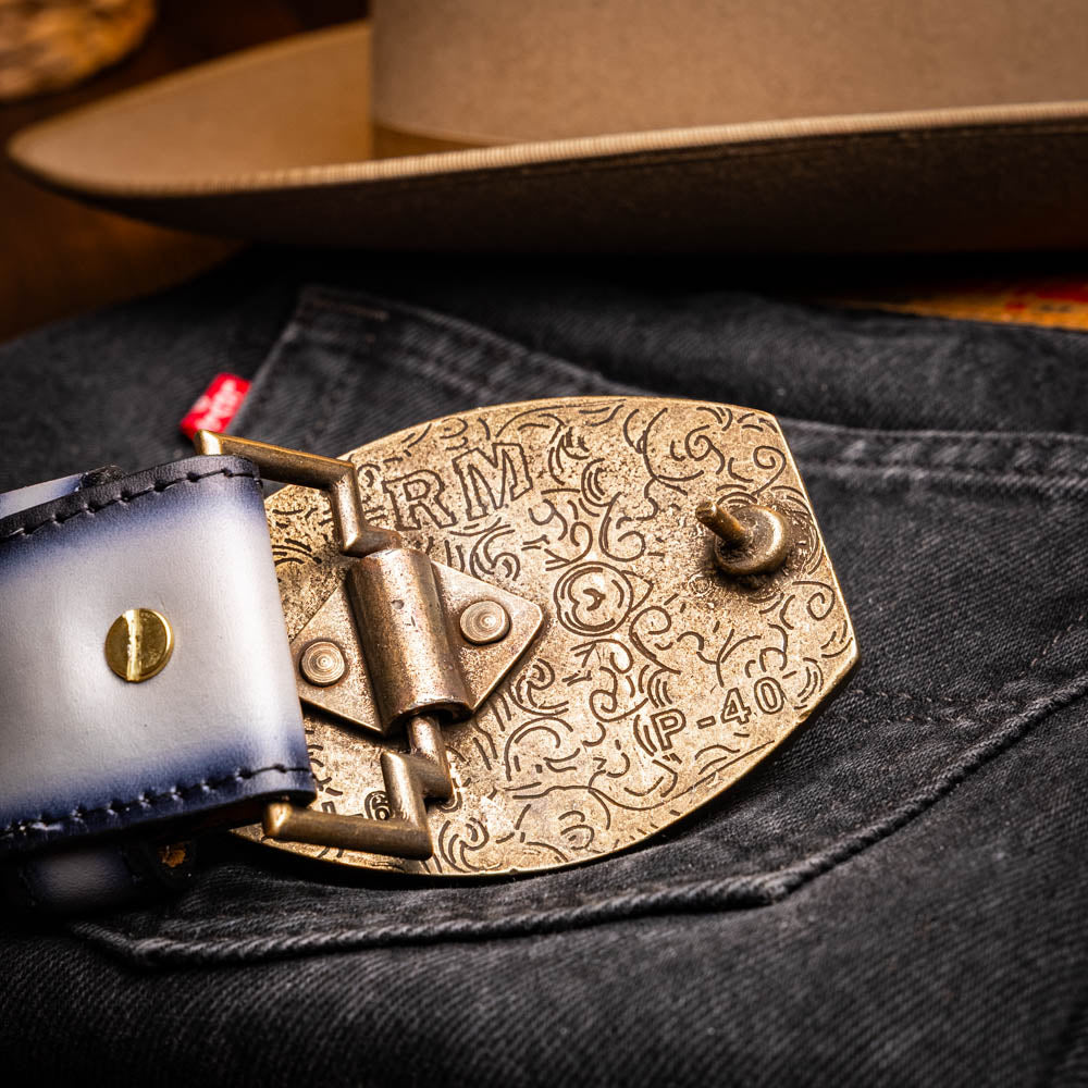 Marco Di Milano Texas Caiman Crocodile & Calfskin Belt Stone Gray