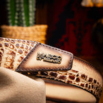 Marco Di Milano Texas Caiman Crocodile & Calfskin Belt Stone Orix