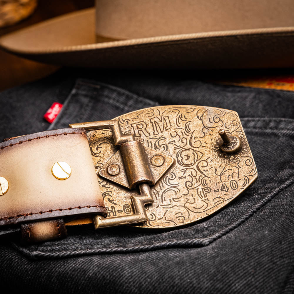 Marco Di Milano Texas Caiman Crocodile & Calfskin Belt Stone Orix