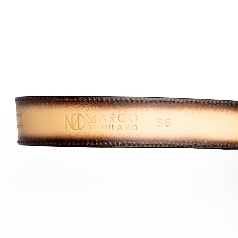 Marco Di Milano Texas Caiman Crocodile & Calfskin Belt Stone Orix