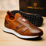Vinci Leather The Aslan Knitted Sneaker Tan
