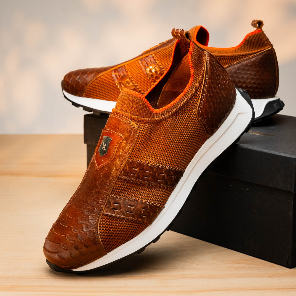 Vinci Leather The Aslan Knitted Sneaker Tan
