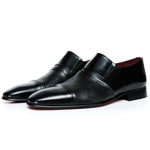 Vinci Leather The Everest Leather Cap Toe Dress Loafer Black (16011)