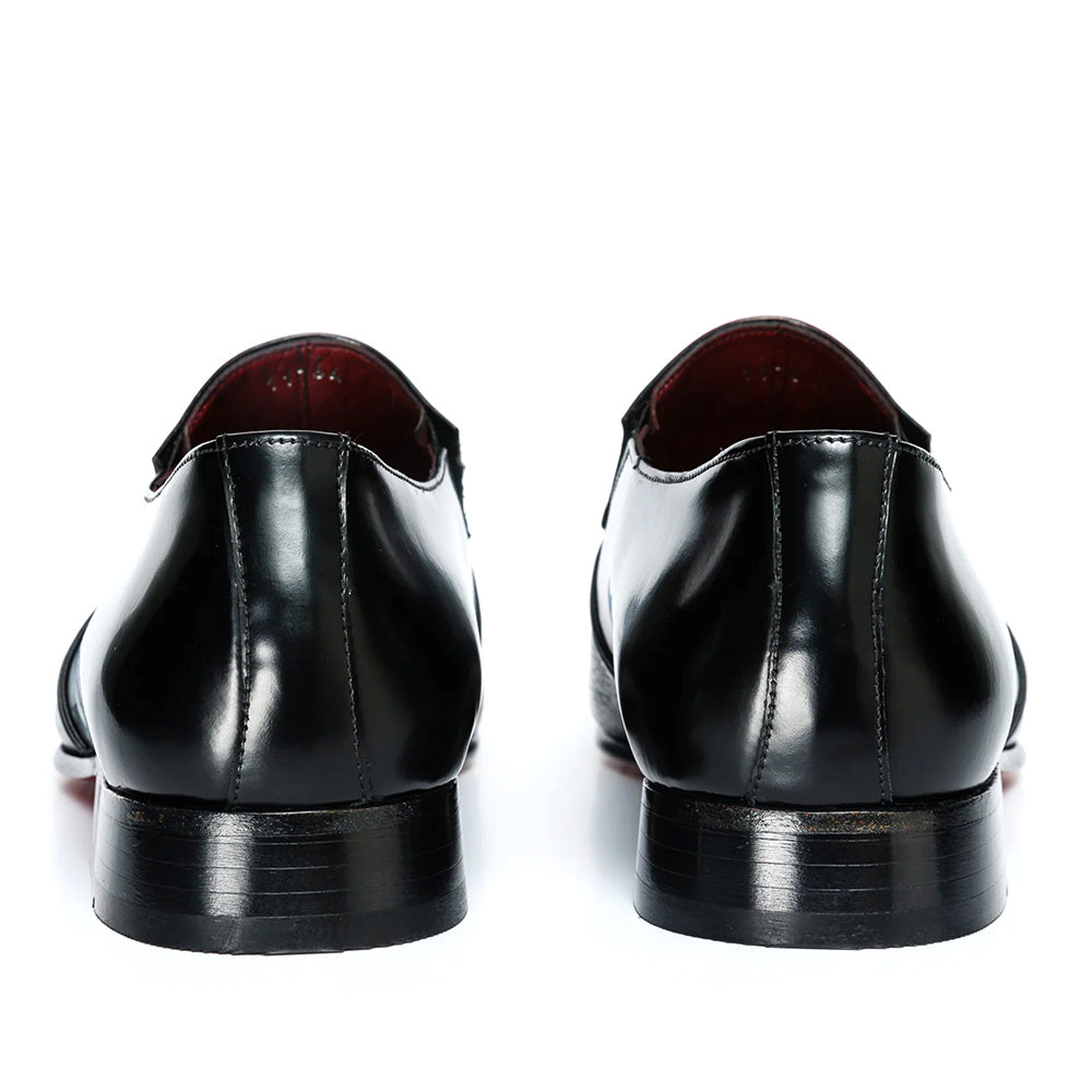 Vinci Leather The Everest Leather Cap Toe Dress Loafer Black (16011)