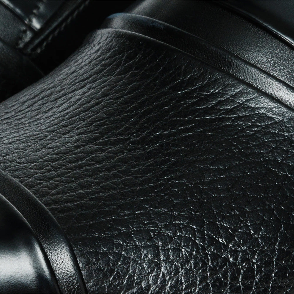 Vinci Leather The Everest Leather Cap Toe Dress Loafer Black (16011)