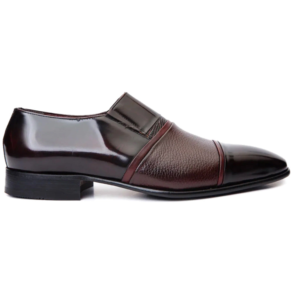Vinci Leather The Everest Leather Cap Toe Dress Loafer Burgundy (16011)