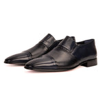 Vinci Leather The Everest Leather Cap Toe Dress Loafer Navy (16011)
