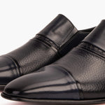 Vinci Leather The Everest Leather Cap Toe Dress Loafer Navy (16011)