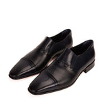 Vinci Leather The Everest Leather Cap Toe Dress Loafer Navy (16011)