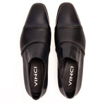 Vinci Leather The Everest Leather Cap Toe Dress Loafer Navy (16011)