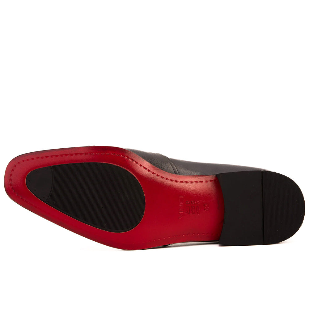 Vinci Leather The Everest Leather Cap Toe Dress Loafer Navy (16011)