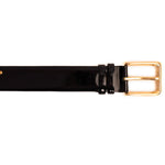 Vinci Leather The Jupiter Patent Leather Spike Belt Black
