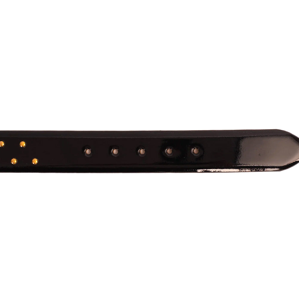 Vinci Leather The Jupiter Patent Leather Spike Belt Black