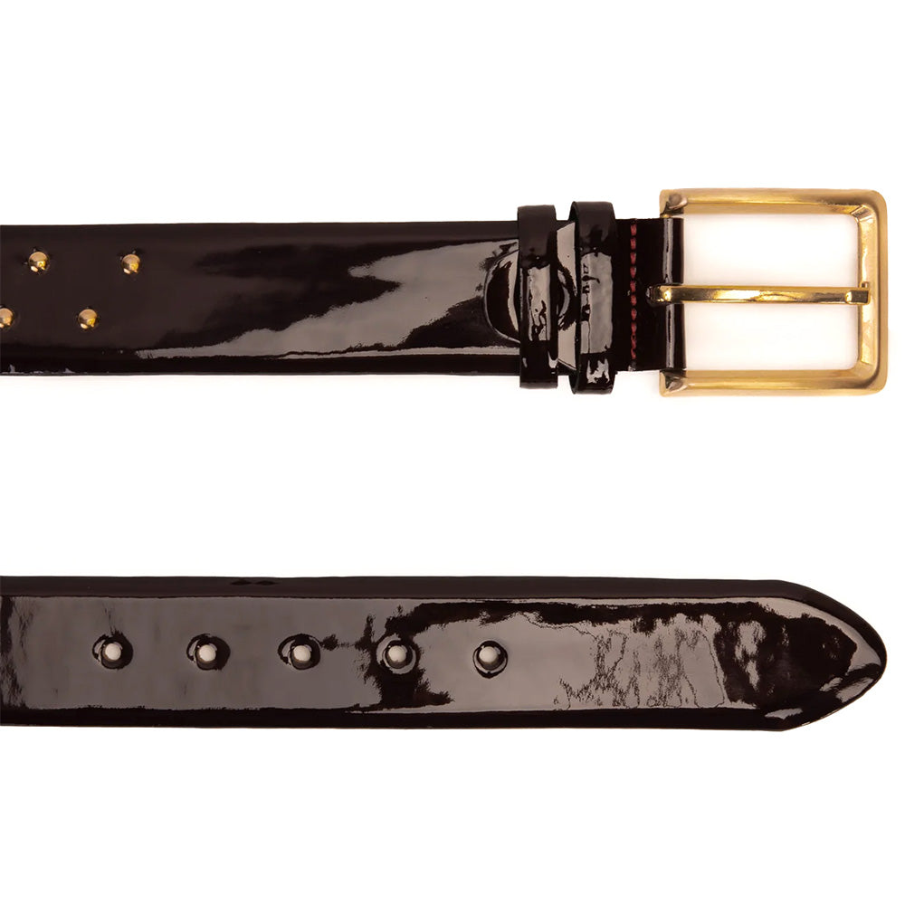 Vinci Leather The Jupiter Patent Leather Spike Belt Burgundy