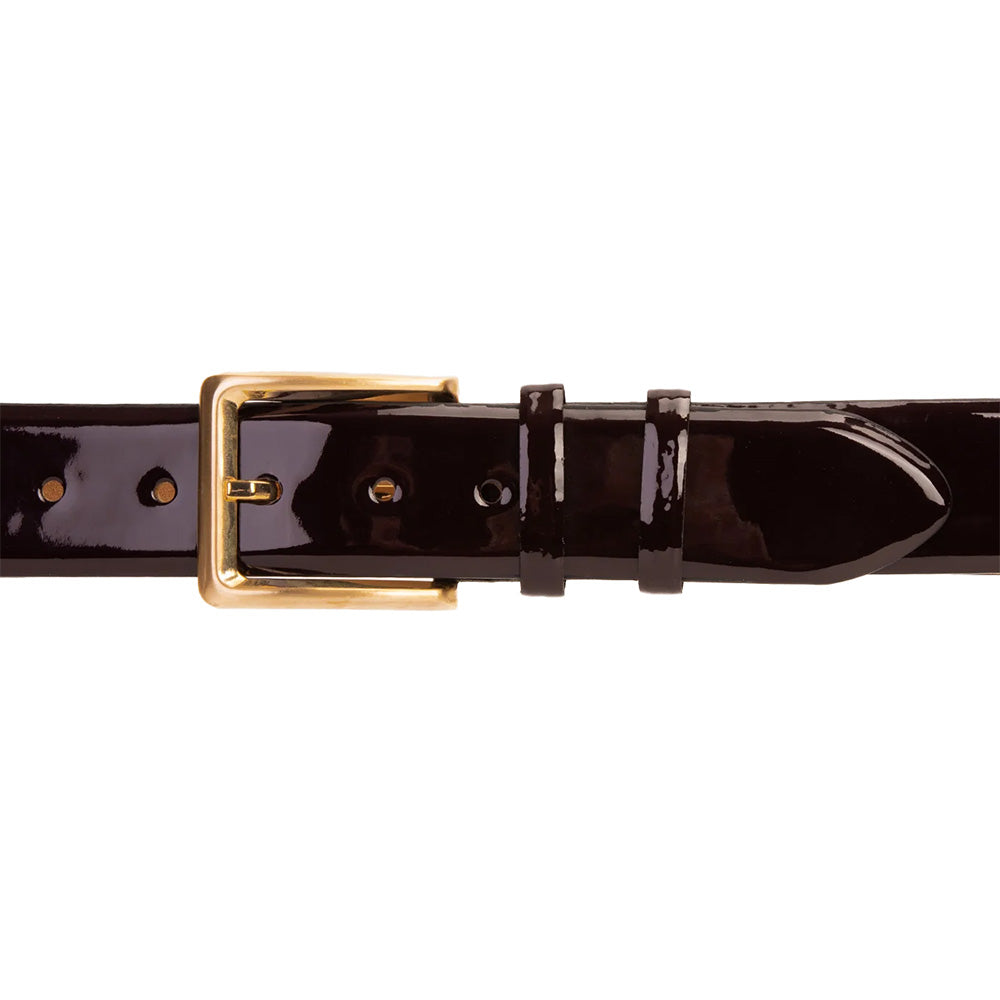 Vinci Leather The Jupiter Patent Leather Spike Belt Burgundy