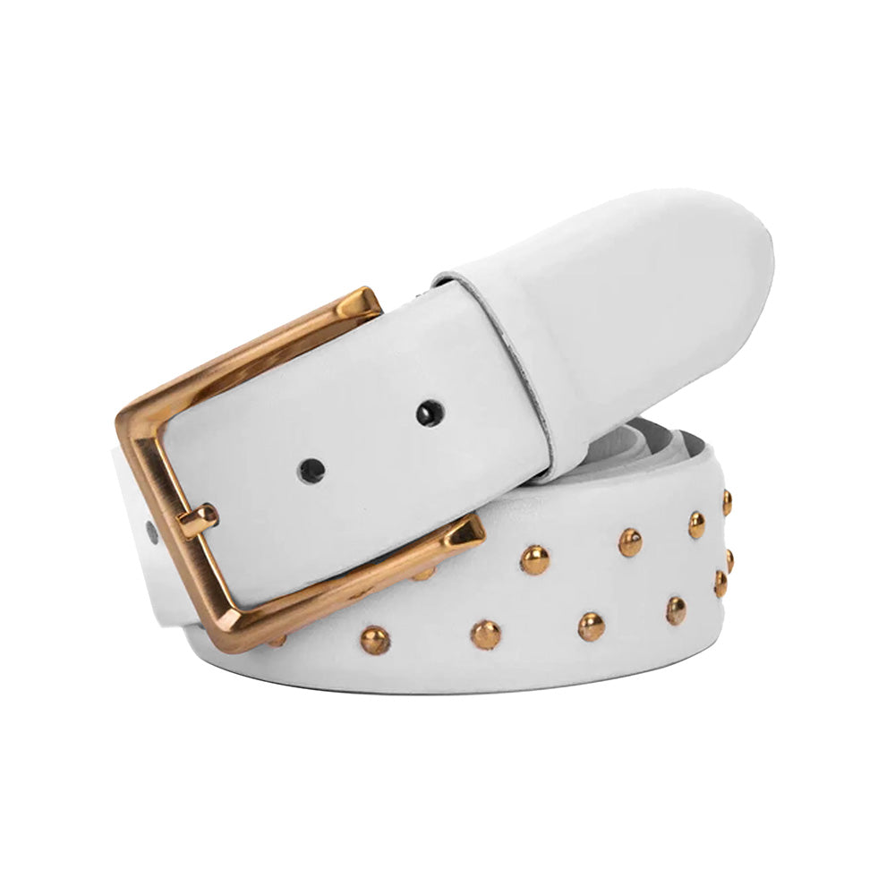 The Jupiter Patent Leather Spike Belt White
