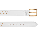 Vinci Leather The Jupiter Patent Leather Spike Belt White