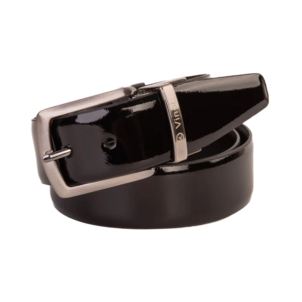 Vinci Leather The Sun Patent Leather Reversible Belt Black