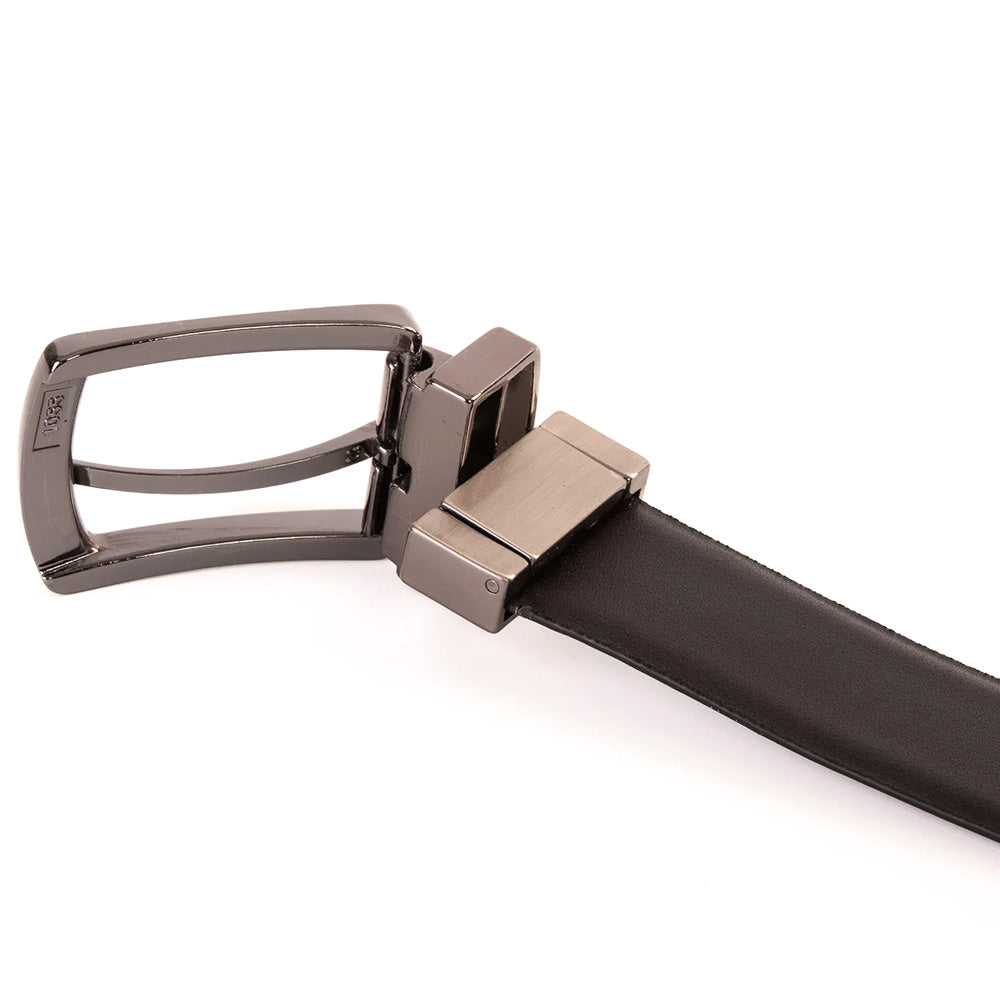 Vinci Leather The Sun Patent Leather Reversible Belt Black