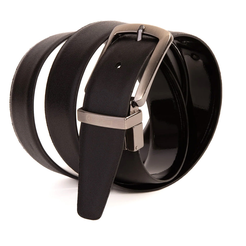Vinci Leather The Sun Patent Leather Reversible Belt Black