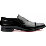 Vinci Leather The Marlo Shoe Black Patent Leather Cap Toe Slip-on Dress Loafer (2551)