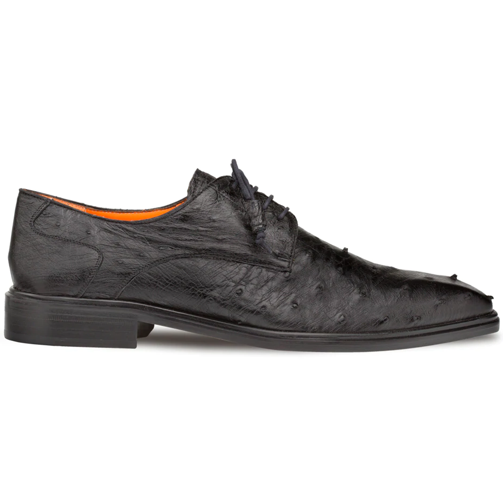 Mezlan Tillson Ostrich Plain Toe Blucher Black