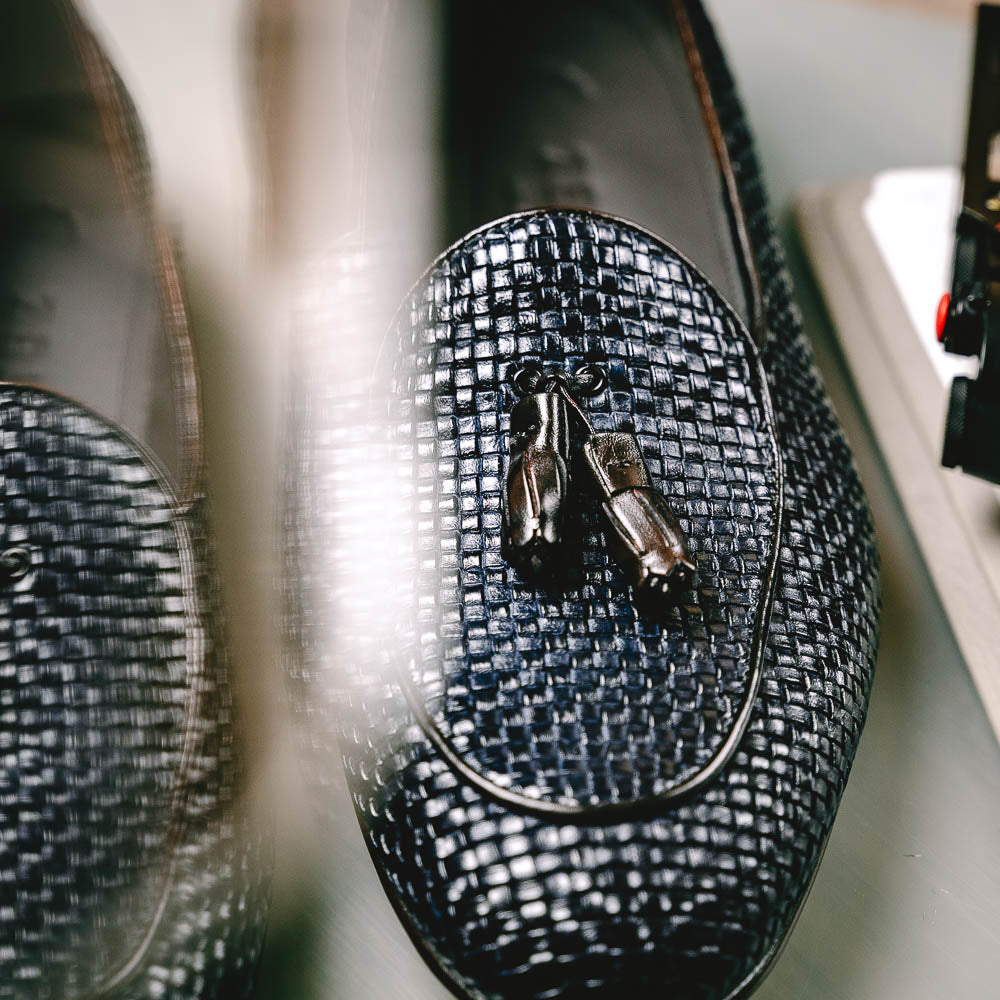 Zelli Tino Woven Tassel Loafers Blue (15-216-NVY)