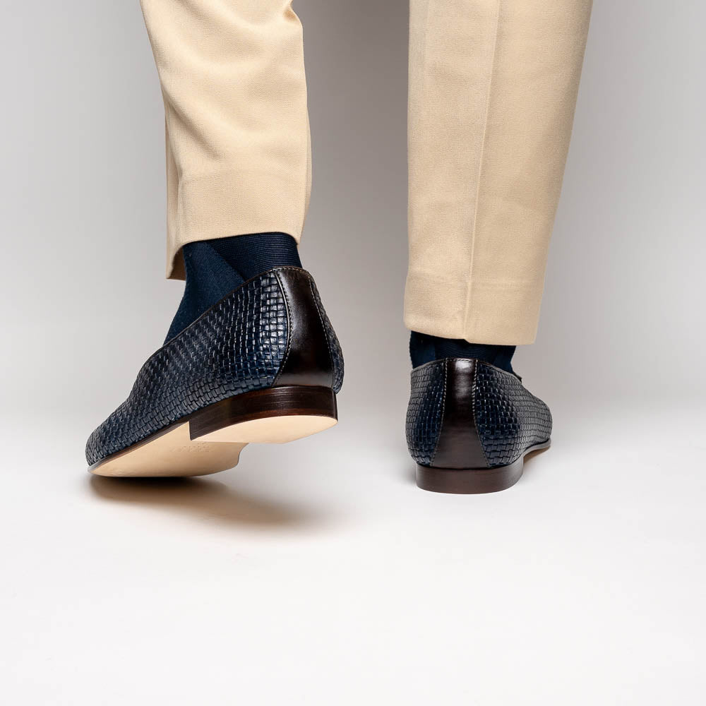 Zelli Tino Woven Tassel Loafers Blue (15-216-NVY)