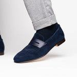 Zelli Tippa Suede / Calfskin Penny Loafers Navy (16-672-NVY)