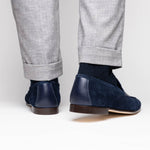 Zelli Tippa Suede / Calfskin Penny Loafers Navy (16-672-NVY)