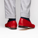 Zelli Tippa Suede / Calfskin Penny Loafers Red (16-672-RED)