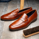 Zelli Tippa Italian Calfskin Penny Loafers Cognac (15-750-CGN)