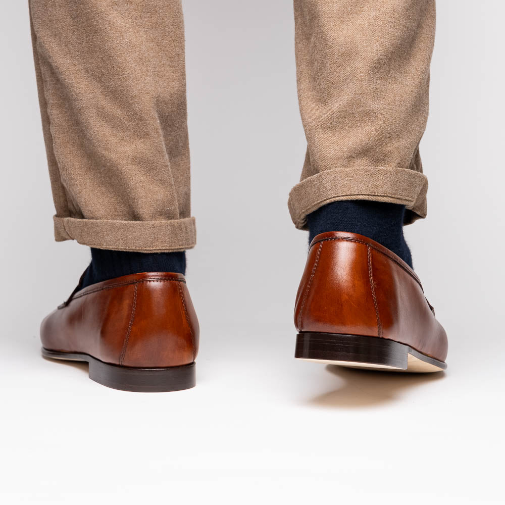 Zelli Tippa Italian Calfskin Penny Loafers Cognac (15-750-CGN)
