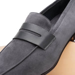 Zelli Tippa Suede / Calfskin Penny Loafers Grey (16-672-GRY)