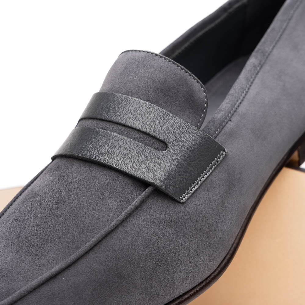 Zelli Tippa Suede / Calfskin Penny Loafers Grey (16-672-GRY)