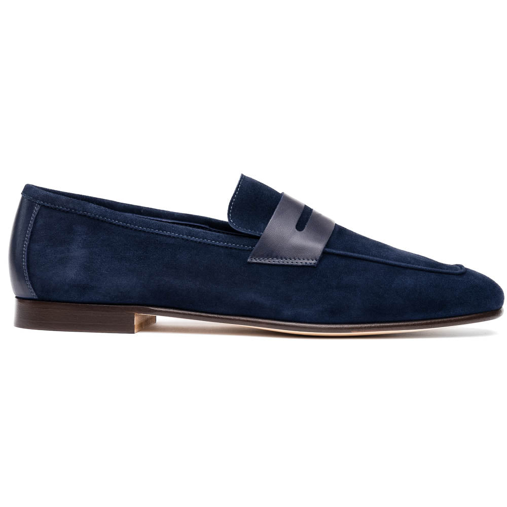 Zelli Tippa Suede / Calfskin Penny Loafers Navy